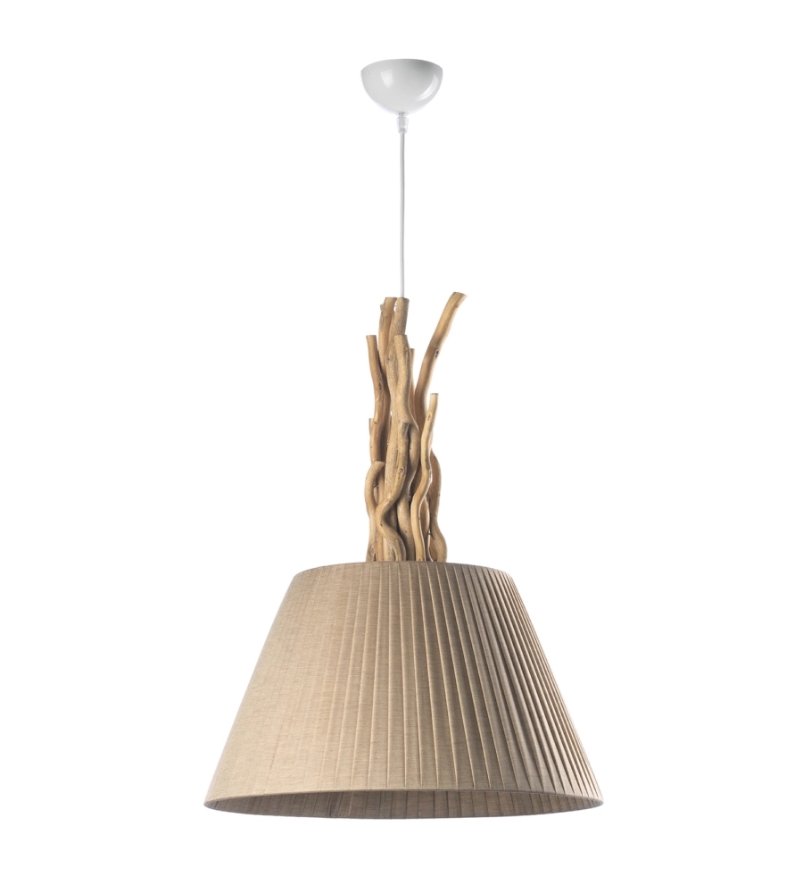 Lampadario "woody" legno e sabbia, e27